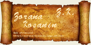 Zorana Košanin vizit kartica